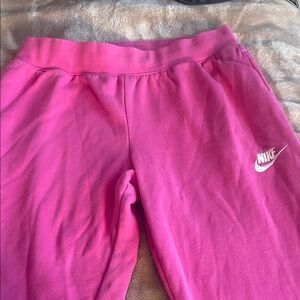 Nike Kids Hot Pink Fleece Joggers with White Swoosh